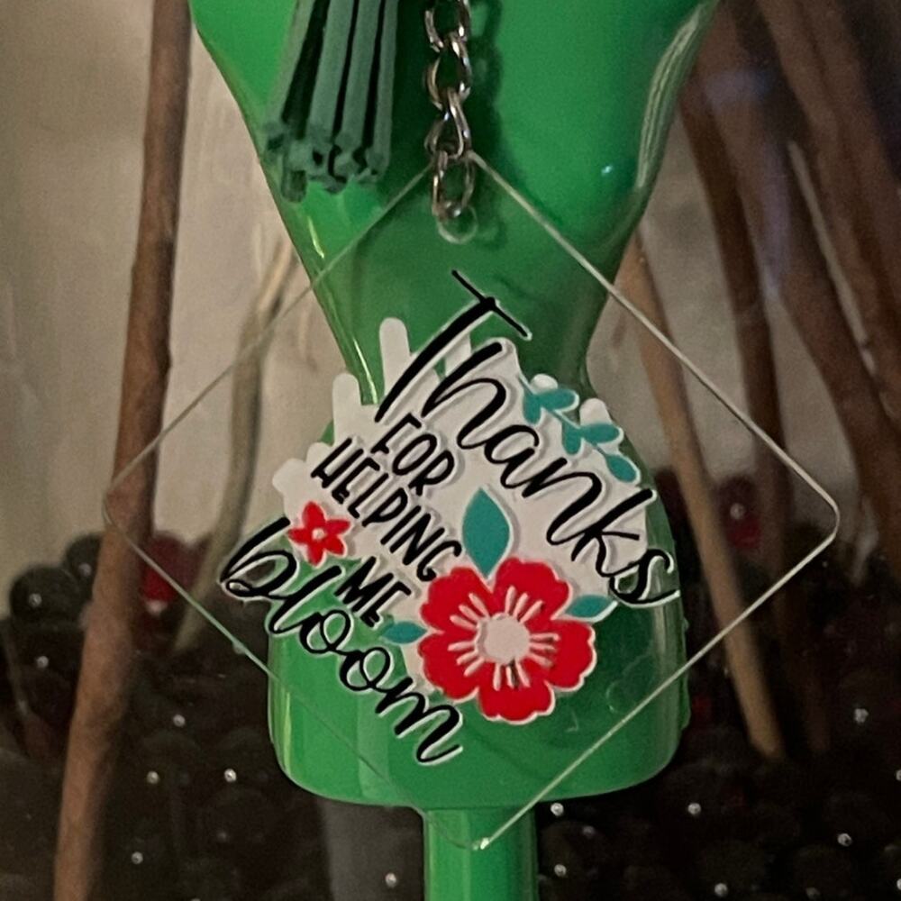 Thanks for Helping me Bloom Teacher Acrylic Keychains UV Stickers 1.96"